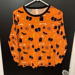 Women’s S  Halloween Pumpkin Spider Ghost Graphic sleep lounge T-shirt And Pants